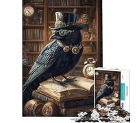 Puzzles for Adults 1000 Piece Steampunk Raven Librarian Jigsaws for Adults Puzzle Staycation Kill Time for Birthday, Chrismas Birthday And Unique Gifts (Size 38x52cm)