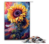 Puzzles for Adults 1000 Piece Sunflower Is Surrounded by SplattersLots of Coloured Pattern Assembly Help The Brain Exercise Addictive Toys to Cultivate Patience 75x50cm