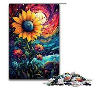 Puzzles for Adults 1000 Piece Sunflowers at Night Pattern Assembly Help The Brain Exercise Addictive Toys to Cultivate Patience 75x50cm