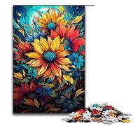 Puzzles for Adults 1000 Piece Sunflowers at Night Toy Intellectual Game Is Ideal As A Gift for The Whole Family 75x50cm