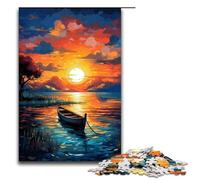 Puzzles for Adults 1000 Piece Sunset Boat on The Sea Toy Intellectual Game Is Ideal As A Gift for The Whole Family 75x50cm