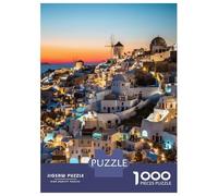 Puzzles for Adults 1000 Piece Sunset in Oia Santorini Puzzle for Adults Brain Teaser Game Home Decoration Christmas Birthday Gifts 70x50cm/1000pcs