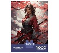 Puzzles for Adults 1000 Piece Sword-Wielding Woman in Red Kimono Jigsaw for Adults Relax Games Difficult Hard Unique Birthday And Xmas Gifts 70x50cm/1000pcs