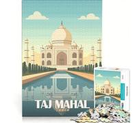 Puzzles for Adults 1000 Piece Taj Mahal Illustration Impossible Game Staycation Kill Time Unique Gifts for Birthday And Christmas 50x75cm