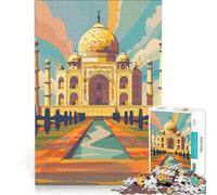Puzzles for Adults 1000 Piece Taj Mahal Illustration Impossible Game Staycation Kill Time Unique Gifts for Birthday And Christmas 50x75cm
