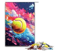 Puzzles for Adults 1000 Piece Tennis Ball by SplattersLots of Thick Coloured Cloud Pattern Assembly Help The Brain Exercise Addictive Toys to Cultivate Patience 75x50cm