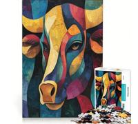 Puzzles for Adults 1000 Piece The Cow in A Painted Toy Wall Decor Challenging To Complete Unique Birthday And Gifts 38x26cm
