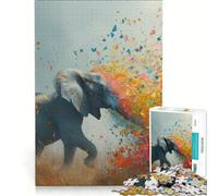Puzzles for Adults 1000 Piece The Elephant Spraying Butterflies Toy Wall Decor Challenging To Complete Unique Birthday And Gifts 50x75cm