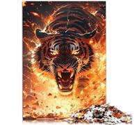 Puzzles for Adults 1000 Piece The savage tiger Toy Intellectual Game 26x38cm Suitable for desktop decoration for ages 14+
