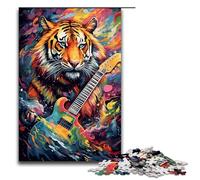 Puzzles for Adults 1000 Piece The Tiger Is Playing The Guitar Pattern Assembly Help The Brain Exercise Addictive Toys to Cultivate Patience 75x50cm