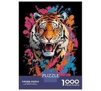 Puzzles for Adults 1000 Piece Tiger Head Graffiti Style Jigsaws for Adults Brain Teaser Game Analysis And Logic Fun at Home Activities, 52x38cm/1000pcs