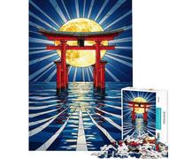 Puzzles for Adults 1000 Piece Torii Gate And Full Moon Help The Brain Exercise Analysis And Logic Hands-on Game for And from 14 Years And over (50x75cm)