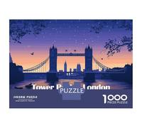 Puzzles for Adults 1000 Piece Tower Bridge London at Dusk Jigsaw Brain Teaser Game Presents for Women Unique Birthday And Xmas Gifts 38x26cm/1000pcs