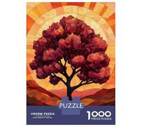 Puzzles for Adults 1000 Piece Tree Silhouette Sunset Stanied Glass Jigsaw Brain Teaser Game Presents for Women Unique Birthday And Xmas Gifts 70x50cm/1000pcs