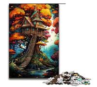 Puzzles for Adults 1000 Piece Treehouse in the woods Puzzles Game Toys Funny 75x50cm