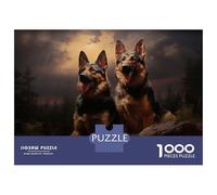 Puzzles for Adults 1000 Piece Two German Shepherds at Dusk Puzzle for Adults Brain Teaser Game Home Decoration Christmas Birthday Gifts 70x50cm/1000pcs