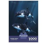 Puzzles for Adults 1000 Piece Two Orcas Swimming Puzzle for Adults Brain Teaser Game Home Decoration Christmas Birthday Gifts 52x38cm/1000pcs