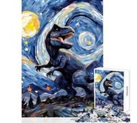 Puzzles for Adults 1000 Piece Tyrannosaurus Rex Night Toy Wall Decor Art Work Gift for Educational Game Enhance Love between Couples Size 38x26cm