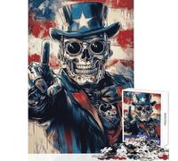 Puzzles for Adults 1000 Piece Uncle Sam Skull Toy Wall Decor Art Work Gift for Educational Game Enhance Love between Couples Size 50x75cm