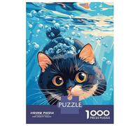 Puzzles for Adults 1000 Piece Underwater Cat Illustration Teenager Puzzles Brain Teaser Game Home Decoration Fun at Home Activities, 52x38cm/1000pcs