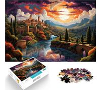 Puzzles for Adults 1000 Piece Valley Castle Toy Intellectual Game 26x38cm Enhance love between couples Suitable for and teens 14+