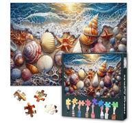 Puzzles for Adults 1000 Piece Various Seashells Puzzle Seashore Scene Challenging Puzzles Ocean Waves Puzzle Decoration Gift Home Wall Decor for Bedroom Relaxing and Stress Relief(50.5x70.5cm)