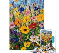 Puzzles for Adults 1000 Piece Vibrant Wildflower Garden Jigsaw Puzzles 1000 Educational Game Gifts for Women Men Difficult Challenge (Size 38x52cm)