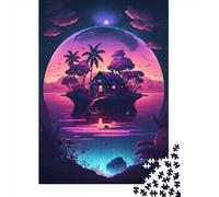 Puzzles for Adults 1000 Piece Villa_On_the_island Creative Wooden Puzzles-Puzzle Hands-on Game Jigsaw-Family Decoration 1000pcs (75x50cm)