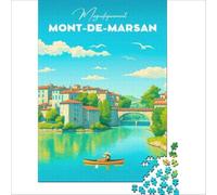 Puzzles for Adults 1000 Piece Vintage Mont De Marsan | Pattern assembly Help the brain exercise Interesting stress reduction 38x26cm