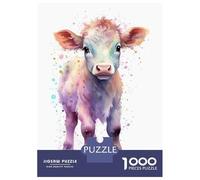 Puzzles for Adults 1000 Piece Watercolor Baby Cow Calf Puzzle for Adults Brain Teaser Game Home Decoration Christmas Birthday Gifts 52x38cm/1000pcs