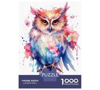 Puzzles for Adults 1000 Piece Watercolor Owl Painting Puzzle for Adults Brain Teaser Game Home Decoration Christmas Birthday Gifts 38x26cm/1000pcs