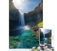 Puzzles for Adults 1000 Piece Waterfall in Iceland Toy Wall Decor Art Work Gift for Educational Game Enhance Love between Couples Size 38x52cm