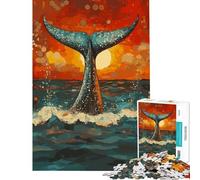 Puzzles for Adults 1000 Piece Whale Tail at Sunset Help The Brain Exercise Analysis And Logic Hands-on Game for And from 14 Years And over (50x75cm)