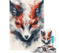 Puzzles for Adults 1000 Piece White Kitsune Fox Painting Help The Brain Exercise Analysis And Logic Hands-on Game for And from 14 Years And over (38x26cm)
