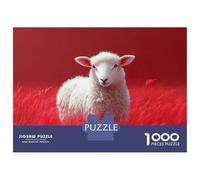 Puzzles for Adults 1000 Piece White Sheep in Red Field Puzzle for Adults Brain Teaser Game Home Decoration Christmas Birthday Gifts 52x38cm/1000pcs