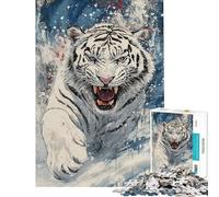 Puzzles for Adults 1000 Piece White Tiger Roar for Educational Game Challenge Toy Brain Teaser Game Birthday Present Gifts Birthday (size 38x26cm)