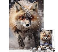 Puzzles for Adults 1000 Piece Winter Hunt RedFox in Snow Jigsaws for Adults Puzzle Staycation Kill Time for Birthday, Chrismas Birthday And Unique Gifts (38x52cm)