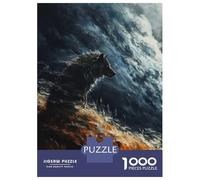 Puzzles for Adults 1000 Piece Wolf in Stormy Sky Jigsaws for Adults Brain Teaser Game Analysis And Logic Fun at Home Activities, 38x26cm/1000pcs