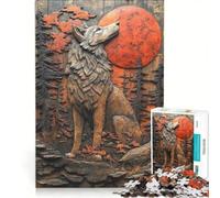 Puzzles for Adults 1000 Piece Wolf Under Full Moon DIY Toys Challenging To Complete Artists Collection Fine Art 50x75cm