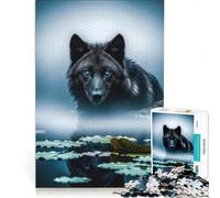 Puzzles for Adults 1000 Piece Wolf with Blue Eyes in Water DIY Toys Challenging To Complete Artists Collection Fine Art 50x75cm