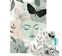 Puzzles for Adults 1000 Piece Woman with Butterflies And Flowers Help The Brain Exercise But Fun And Humorous Toy Wall Decor for And from 14 Years And over (38x26cm)