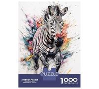 Puzzles for Adults 1000 Piece Zebra Abstract Watercolor Puzzle for Adults Brain Teaser Game Home Decoration Christmas Birthday Gifts 52x38cm/1000pcs