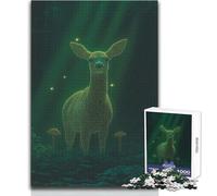 Puzzles for Adults 1000 Pieces A Magical Deer with Glowing Antlers in An Enchanted Forest Relaxing Games Difficult Challenge Gift For Birthdays Size 50x75cm