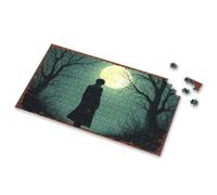 Puzzles For Adults 1000 Pieces A Solitary Figure Under The Moonlit Forest Picture Puzzle Puzzle Easter Gifts For Toddlers(1000PCS)