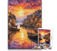 Puzzles for Adults 1000 Pieces A Tiny Fishing Town Relaxing Games Difficult Challenge Gift For Birthdays Size 38x52cm