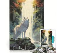 Puzzles for Adults 1000 Pieces A Wolf at The Waterfall, Brain Teaser Game, Difficult Hard, Deal As Gifts for The Whole Family 38x52cm