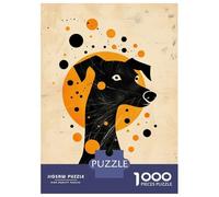 Puzzles for Adults 1000 Pieces Abstract Dog Vector Portrait with Orange Circle Puzzles for Adults Brain Teaser Game Home Decoration Fun Activities at Home 52x38cm/1000pcs