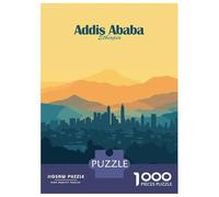 Puzzles for Adults 1000 Pieces Addis Ababa Skyline Jigsaw for Adults Brain Teaser Game Wall Decoration Christmas Birthday Gifts 38x26cm/1000pcs