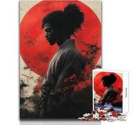 Puzzles for Adults 1000 Pieces African American Japanese Samurai Silhouette Toy Intellectual Game Presents for Women Gift Birthday Size 38x26cm