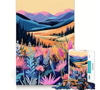 Puzzles for Adults 1000 Pieces Alaskan Mountain Meadow Flowers Minimalist Art Flawless Fit Art Logic Skill Play Slow Game Play Christmas Calm Gift (50x75cm)